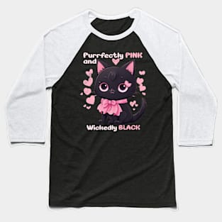 pink ribbon black cat Baseball T-Shirt